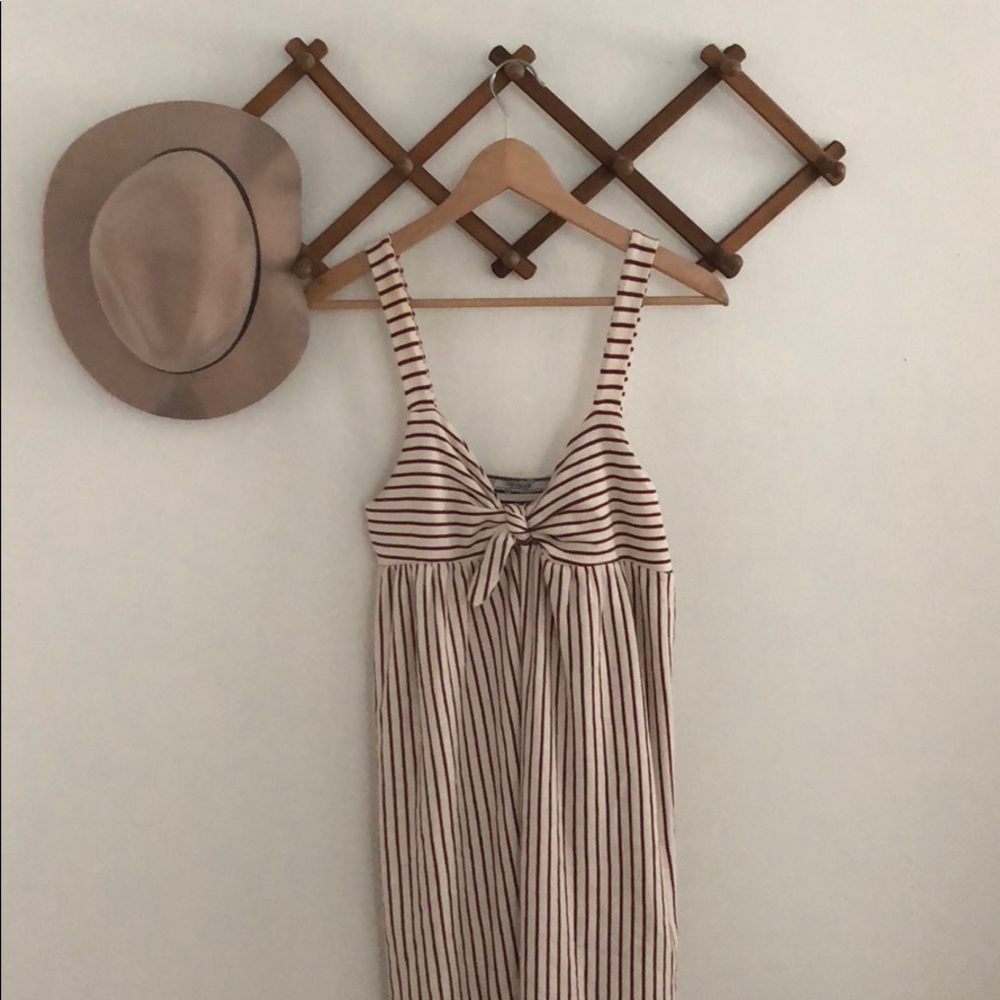 Zara red and cream striped dress sz M